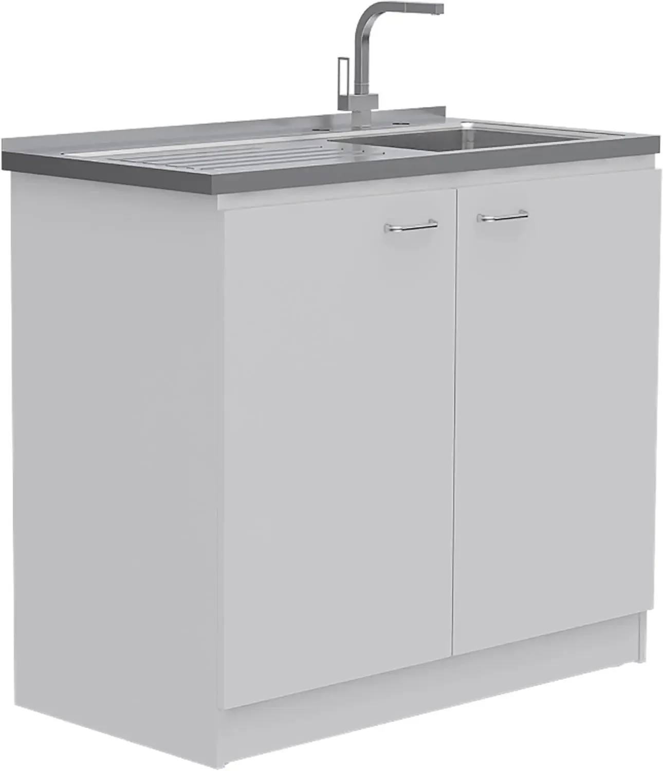 

Napoles Utility Kitchen Sink, Storage Cabinet with Shelf and Double Doors – All-in-One Kitchen Sink Cabinet for Home or Laundry