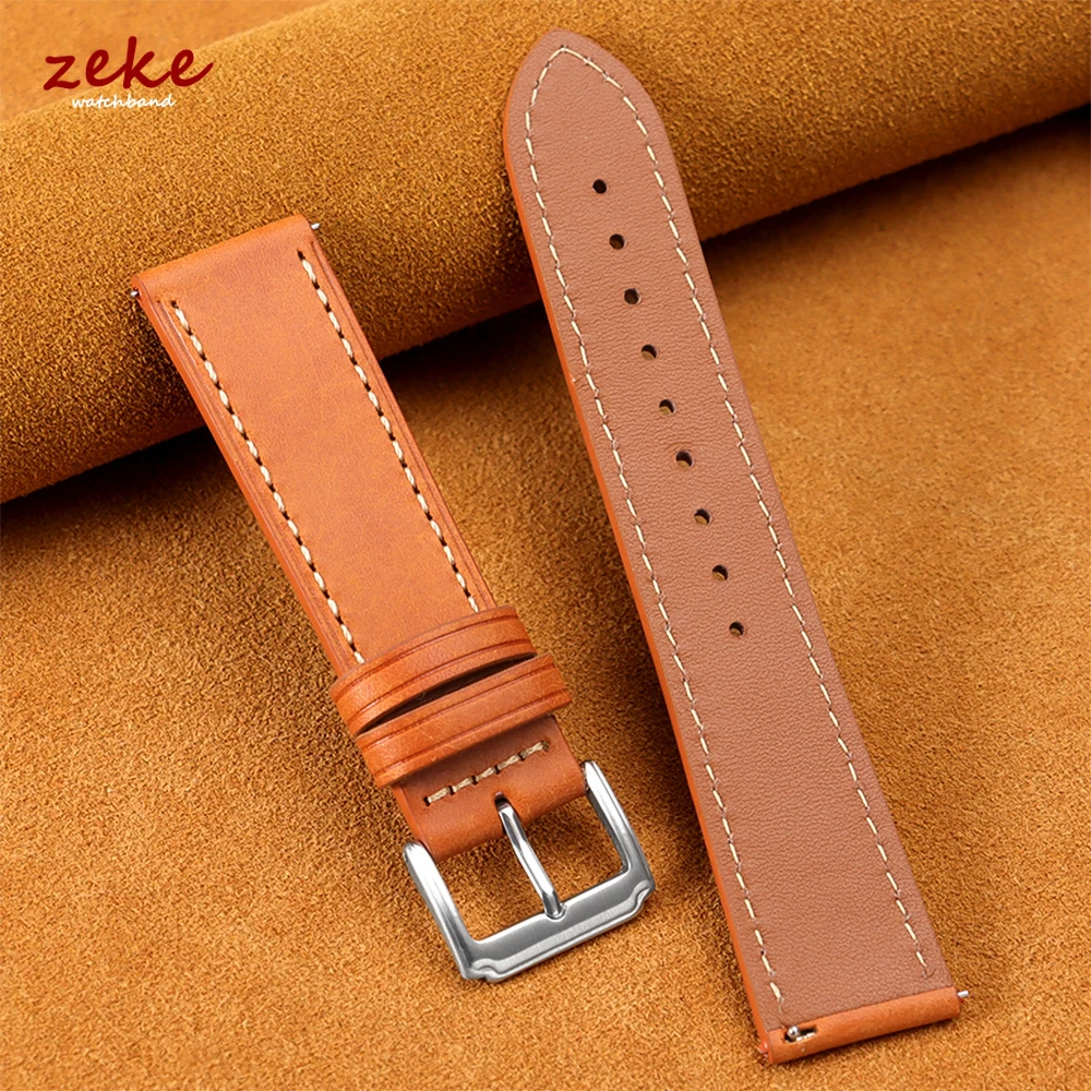 Vintage Ölwachs Echtleder Uhrenarmband Schnellverschluss 18mm 20mm 22mm Rindslederbänder Weiche Business Armbanduhrenbänder für Seiko