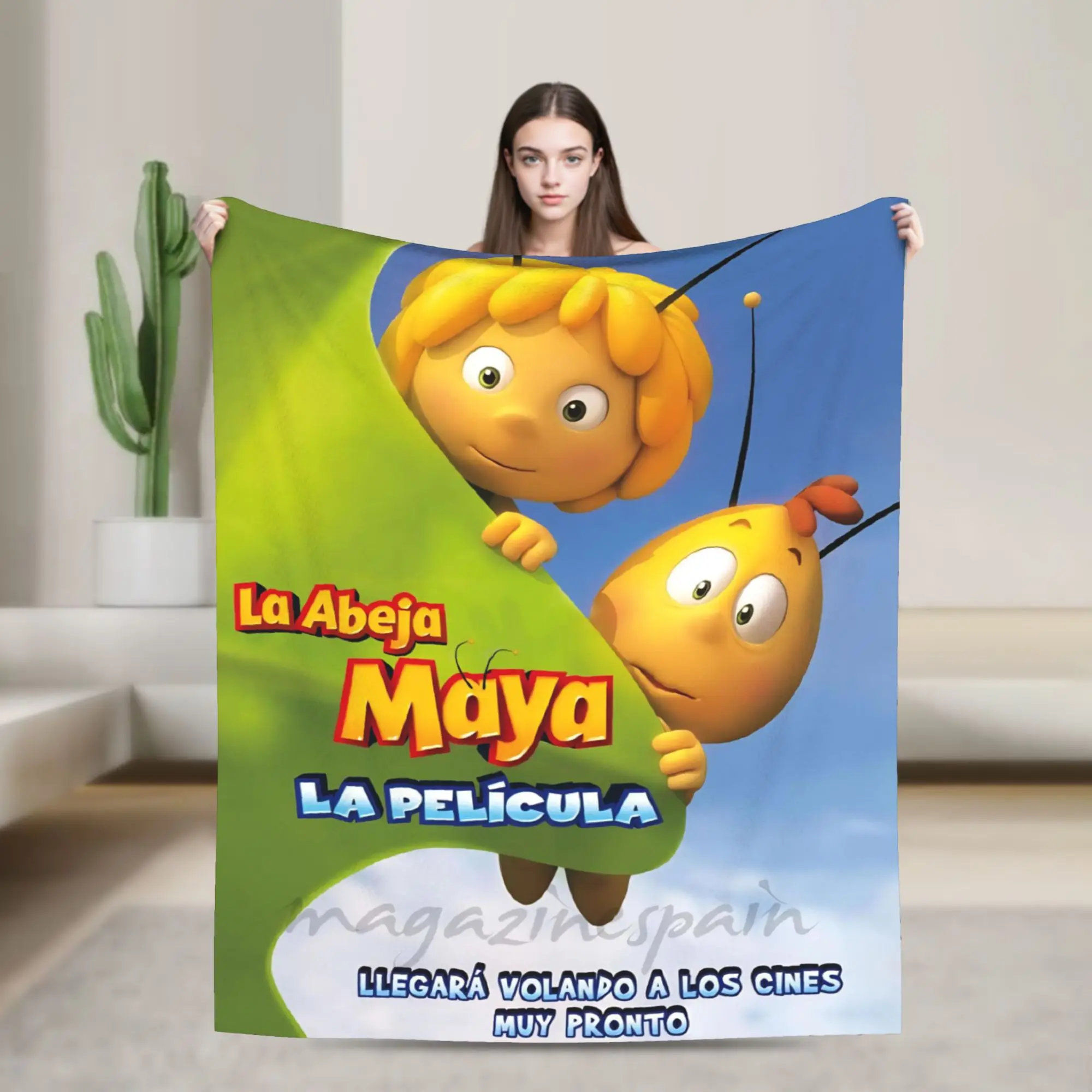 

Maya The Bee With Flowers Cartoon Blanket Warm Cozy Fluffy Throw Blankets for Bed 50x60 Inch Multi-size Bedding Throws