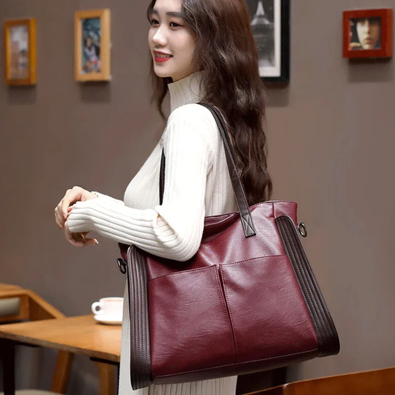 Large Capacity Casual Tote Bag Women Luxury Handbag Shoulder Bag for Female 2022 Ladies Vintage PU Leather Crossbody Bag Sac