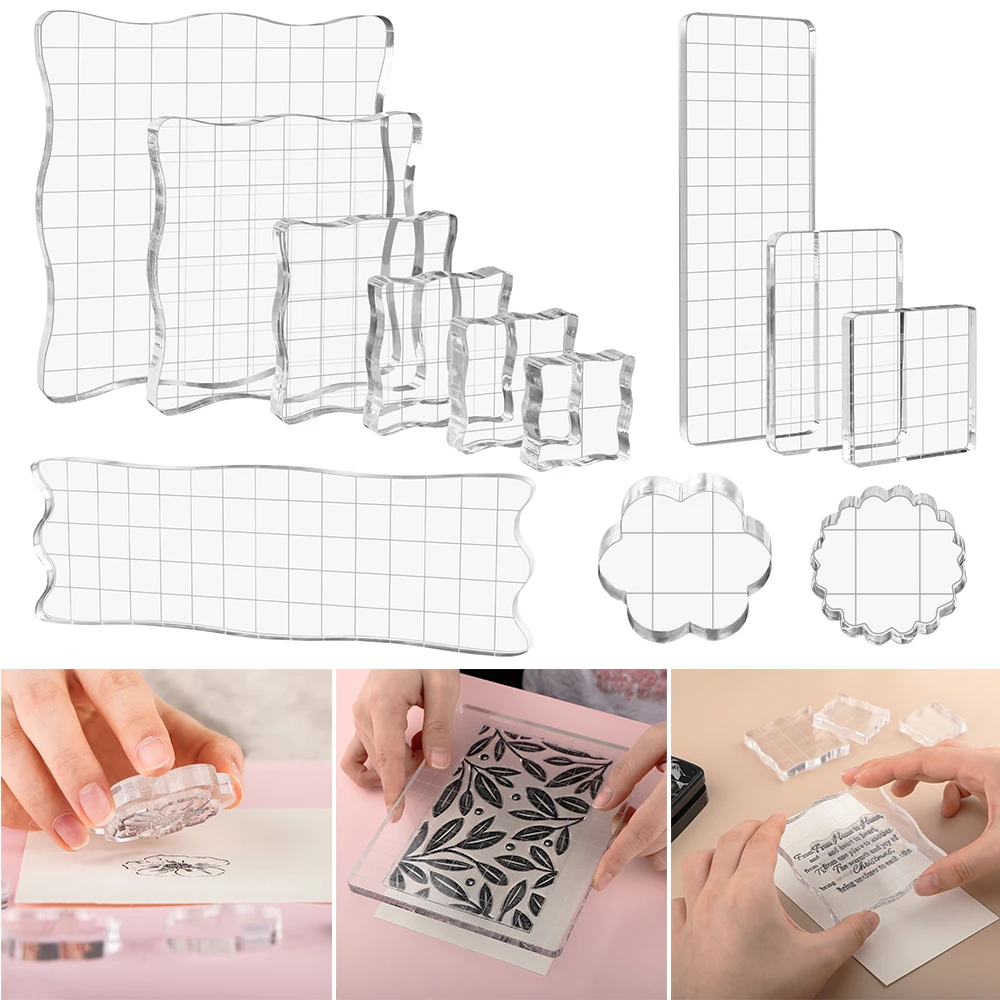 

3-9pcs/set Clear Acrylic Stamp Block for Transparent Seal Stamp Cling Mounted Rubber Stamps DIY Scrapbooking Crafting 2023 New