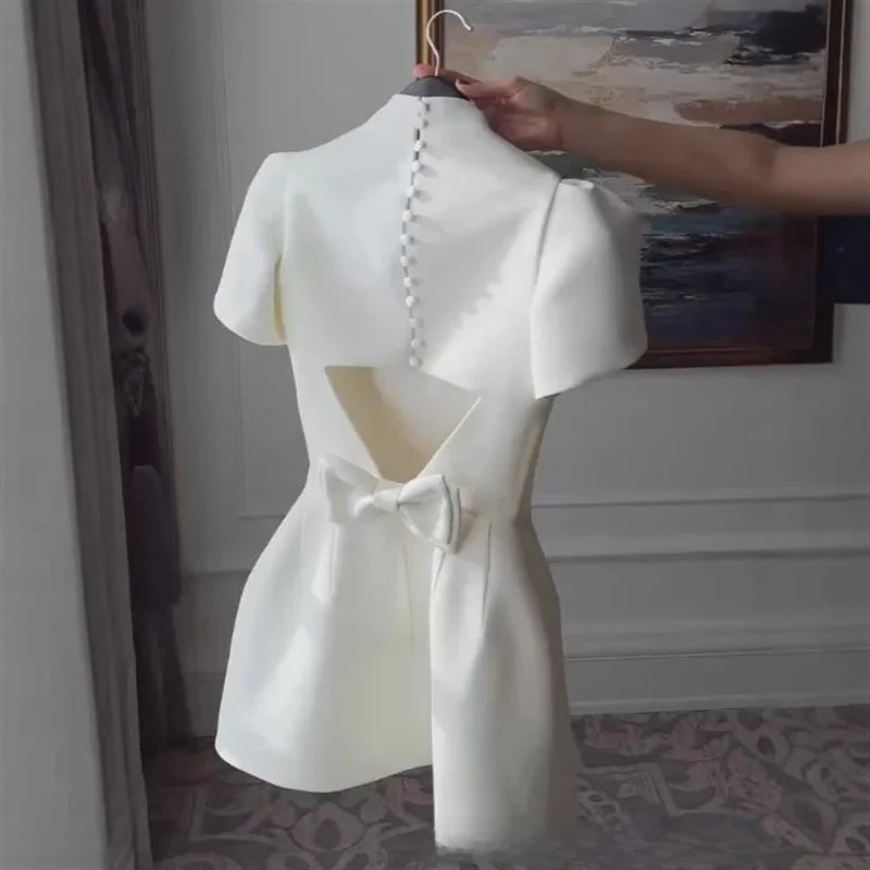 

Юбка А-силуэта с завышенной талией цвета слоновой кости из полиэстера для женщин, лето 2024