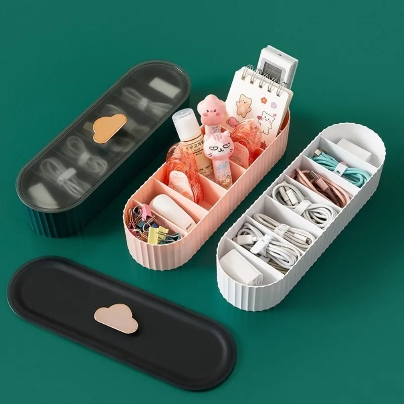 Mobile Phone Charger Charging Cable Power Cord Compartment Storage Box Desktop with Cover Socks Underwear Organizer Box
