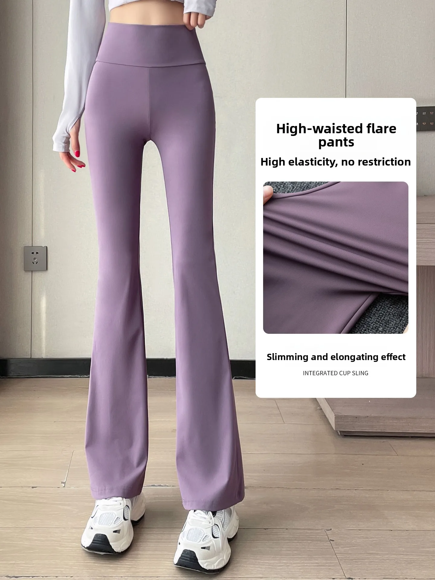 素晴らしいヨガフィットネストレーニングセット レディースピラティスアウターウェア ダンスフレアパンツ ロングスリーブ ラウンドネック ジッパー開閉 ナイロン製