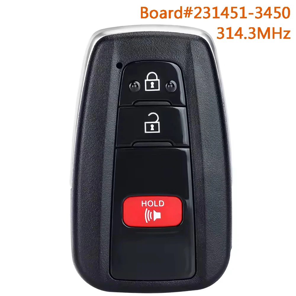 

KEYECU 231451-3450 314.3MHz Smart Remote Car Key Fob for Toyota 4Runner RAV4 Prius 2021 2022 HYQ14FLA 3 Buttons