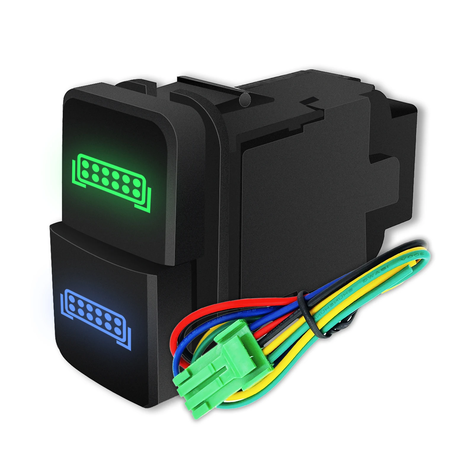 

12V Dual Led Light Bar and Light Bar Switch Green&Blue Led for Toyota Push Button Tundra Tacoma 4Runner FJ Cruiser Landcruiser