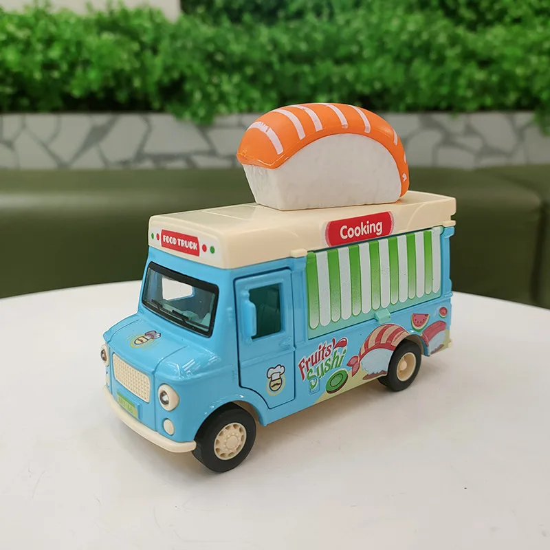 Kawaii Children's Play House Car Toys Music Pull Back Ice Cream Fast Food Truck Model Kitchen Girl Baby Toys Birthday Gifts