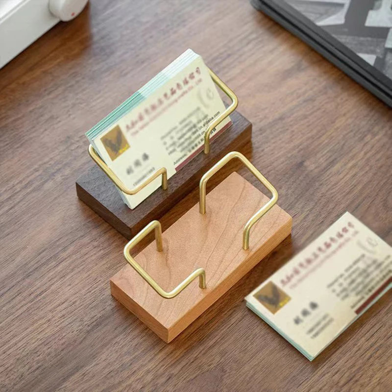 1pcs Business Card Holder Organizer Office Desk Display Stand Memo Counter Tabletop Shelf Home Wooden Card Holder Storage