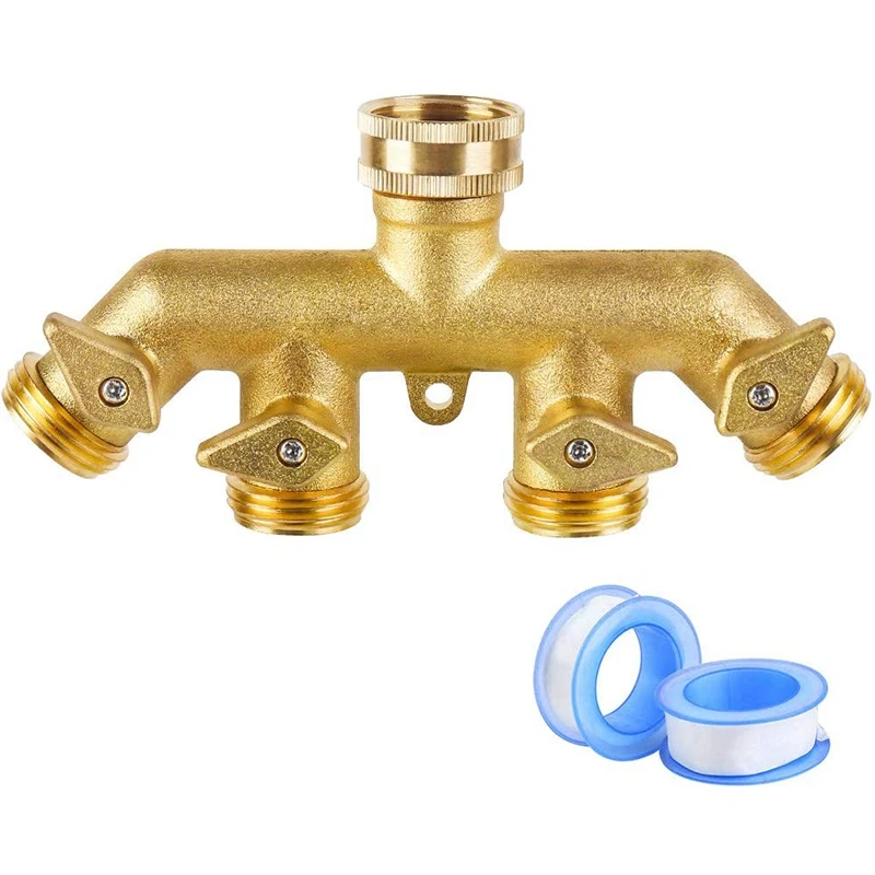 

Hose Splitter, Garden Hose Splitter, 4 Way Hose Splitter, 4 Shut-Off Valves For Garden Watering (American Thread 3/4)