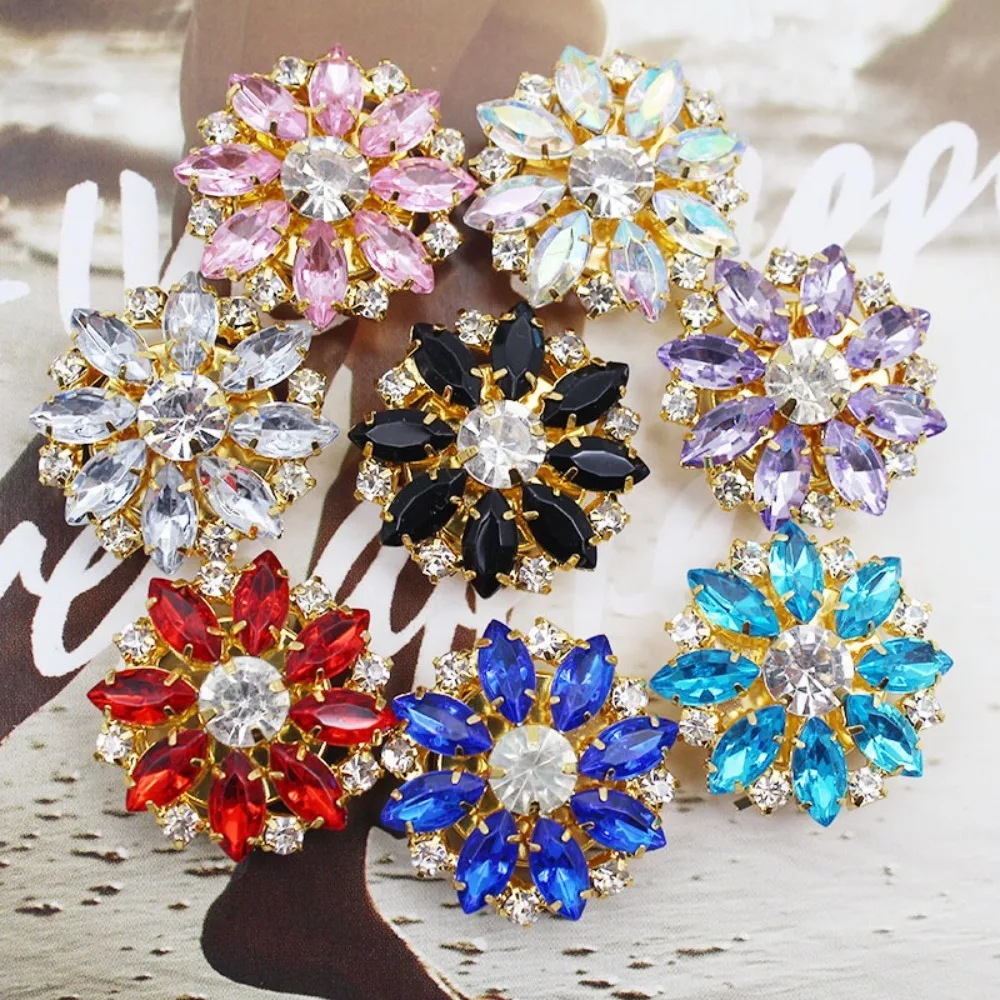 New Design Rhinestone Rhinestone Button Cover DIY Accessories Alloy Button Covers Set Flower Cufflinksble for Men Women