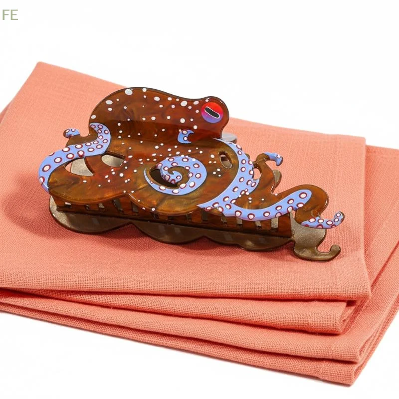 

[F] 1Pcs Fun Marine Animal Hair Clip Creative Design Grab Clip Personalized Woven Hair Grab New Octopus Shark Clip
