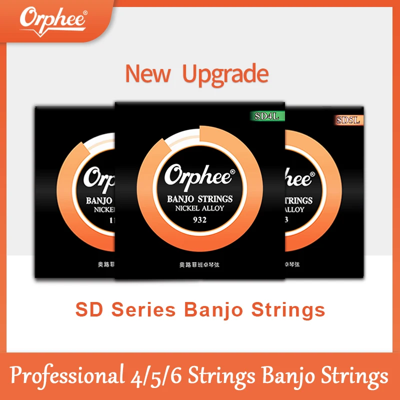 Orphee 4/5/6 Strings Banjo Strings Nickel Alloy Wound Hexagonal Steel Core Rust Resistant SD4L SD5L SD6L Banjo Accessories
