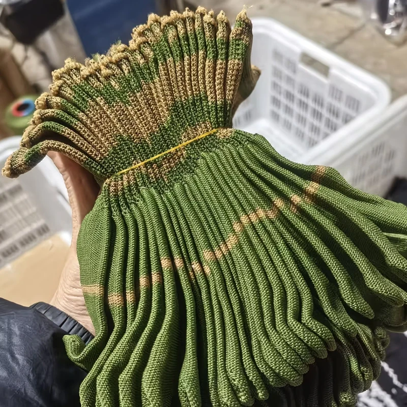 1/12Pairs Nylon Two-color Dust-free Gloves Light Breathable Elastic Knitted Mittens Non-slip Auto Repair Machinery Work Gloves