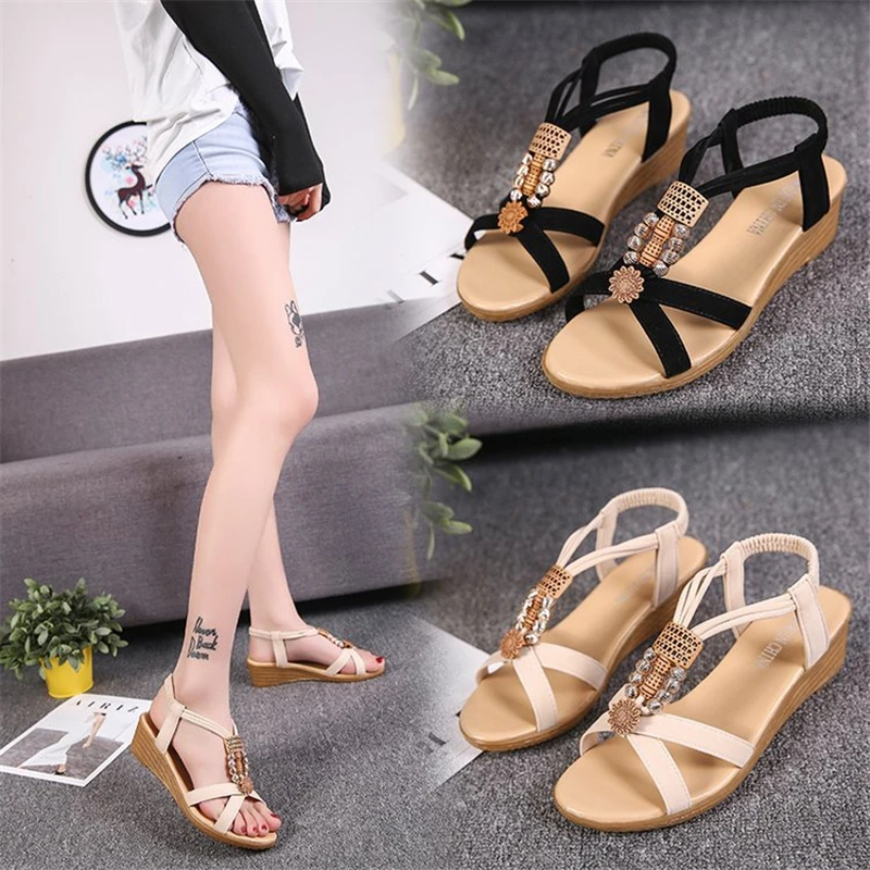 New Women Summer Sandals Women Shoes Bohemia Gladiator Beach Flat Casual Sandals Leisure Female Ladies Women Slip On Sandalias