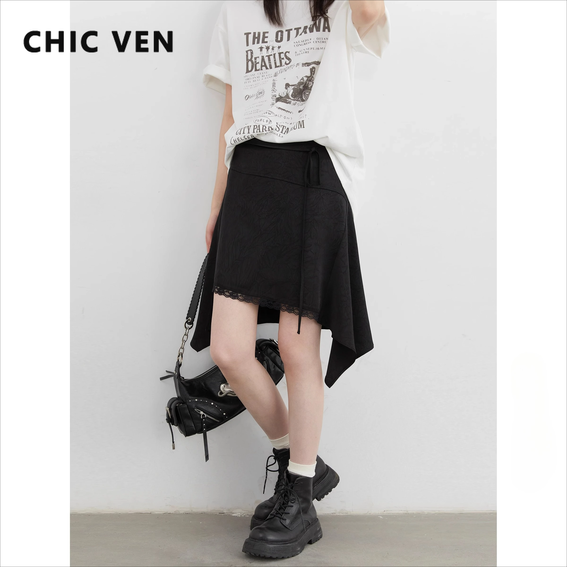 

CHIC VEN корейские женские юбки трапециевидной формы, свободная повседневная короткая юбка с низкой талией, нерегулярная юбка на шнуровке с рыбьим хвостом для девочек, лето 20л