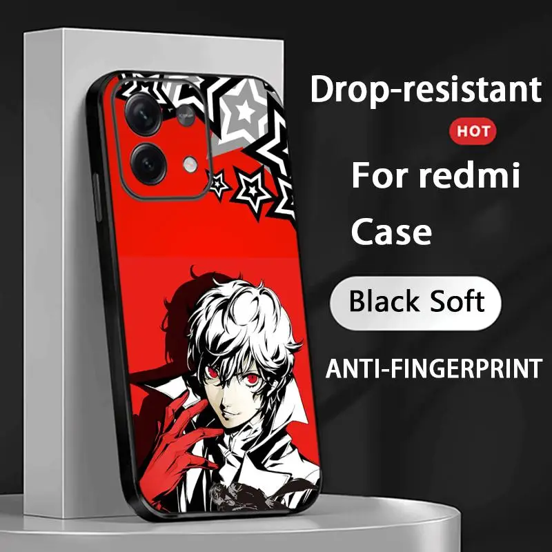 Persona 5 Joker hot game poster Phone Case For Redmi Note 14 13 12 11 Pro Plus S 5G 14C A3 Soft Black Phone Cover view 6