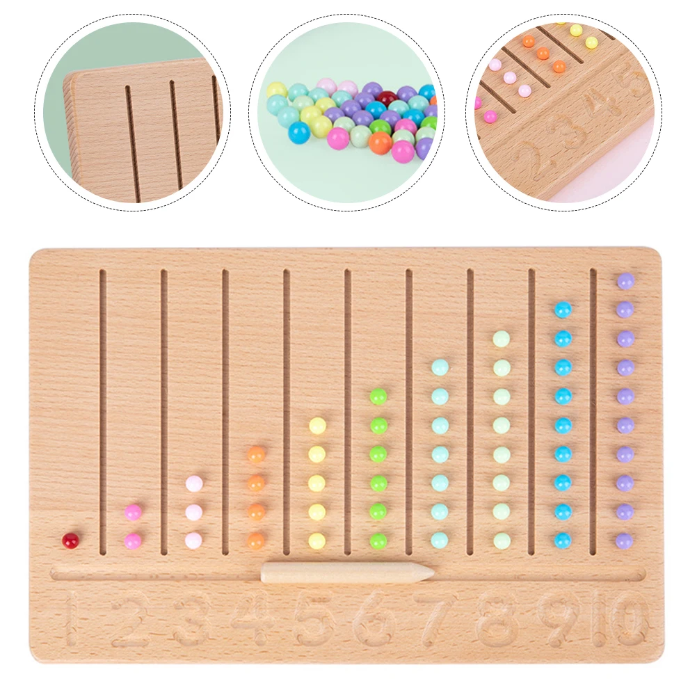 유아 교육을 위한 다채로운 구슬이 있는 대화형 나무 숫자 학습 추적 보드