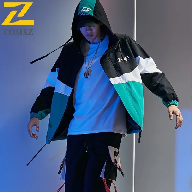 

COMXZ Men Jacket Casual Splicing Outdoor Mountaineering Lightweight Coat Leisure Daily Style Windproof Spring Autumn Garment