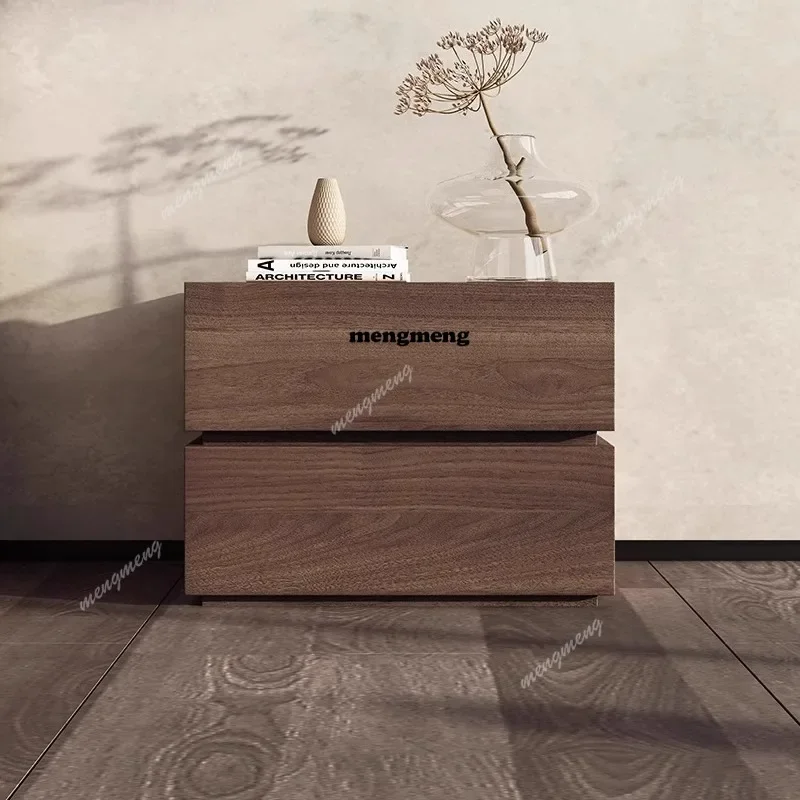 Nordic retro Italian minimalist North American black walnut solid wood bedside master bedroom simple small D80