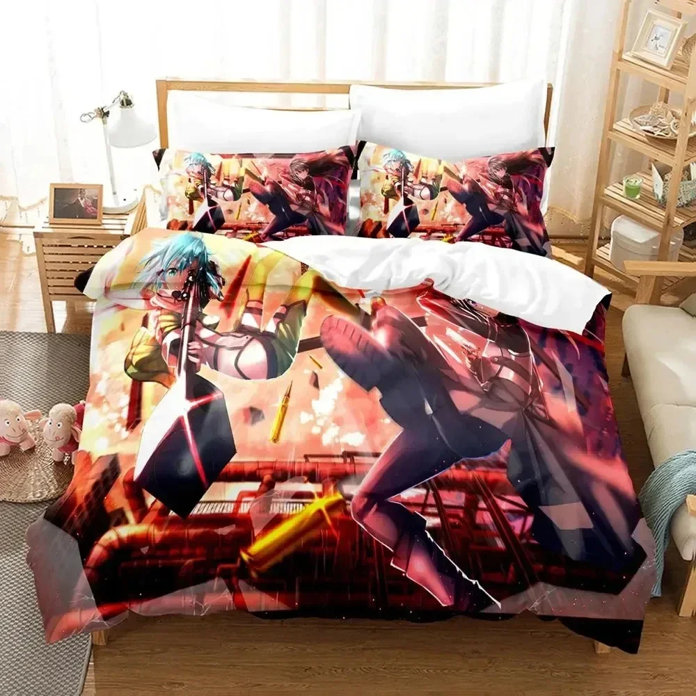 

Anime Asada Shino Sword Art Online Comfortable Duvet Quilt Cover Pillowcase Bedding Set Children Bedroom Decoration Home Textile