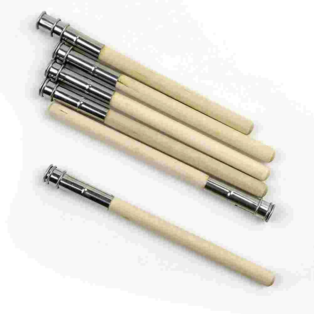 15 Pcs Pencil Extender Lead Pencils Practical Lengthener Students Double Ends Holder Stainless Steel Stationery Wooden