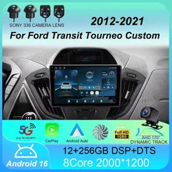 Android 16 Car Radio For Ford Transit Tourneo Custom 2012 - 2021 Navigation GPS Multimedia Player Stereo wifi+4G Carplay BT 2DIN