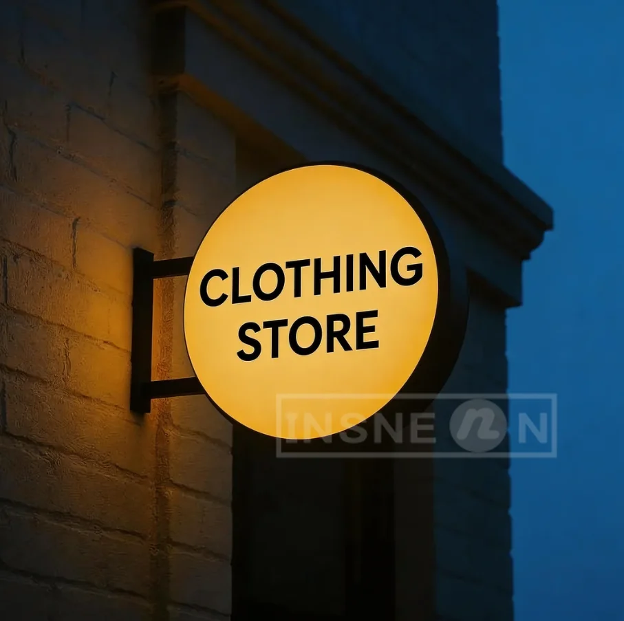 Custom LED Lighted Letter Sign Wall Mount Light Box for Clothing Shop Outdoor Commercial Use Round Illuminated Logo