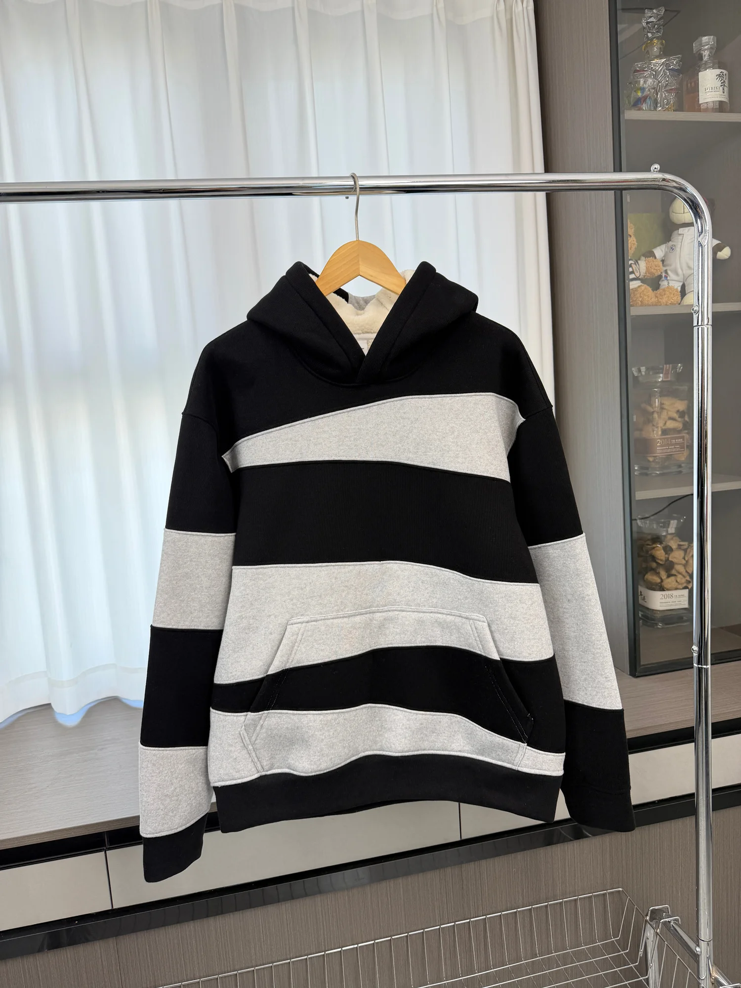 

Мужская толстовка-худи Heavyweight: модная городская модель из утолщенного флиса с полосками, универсальная, осень-зима