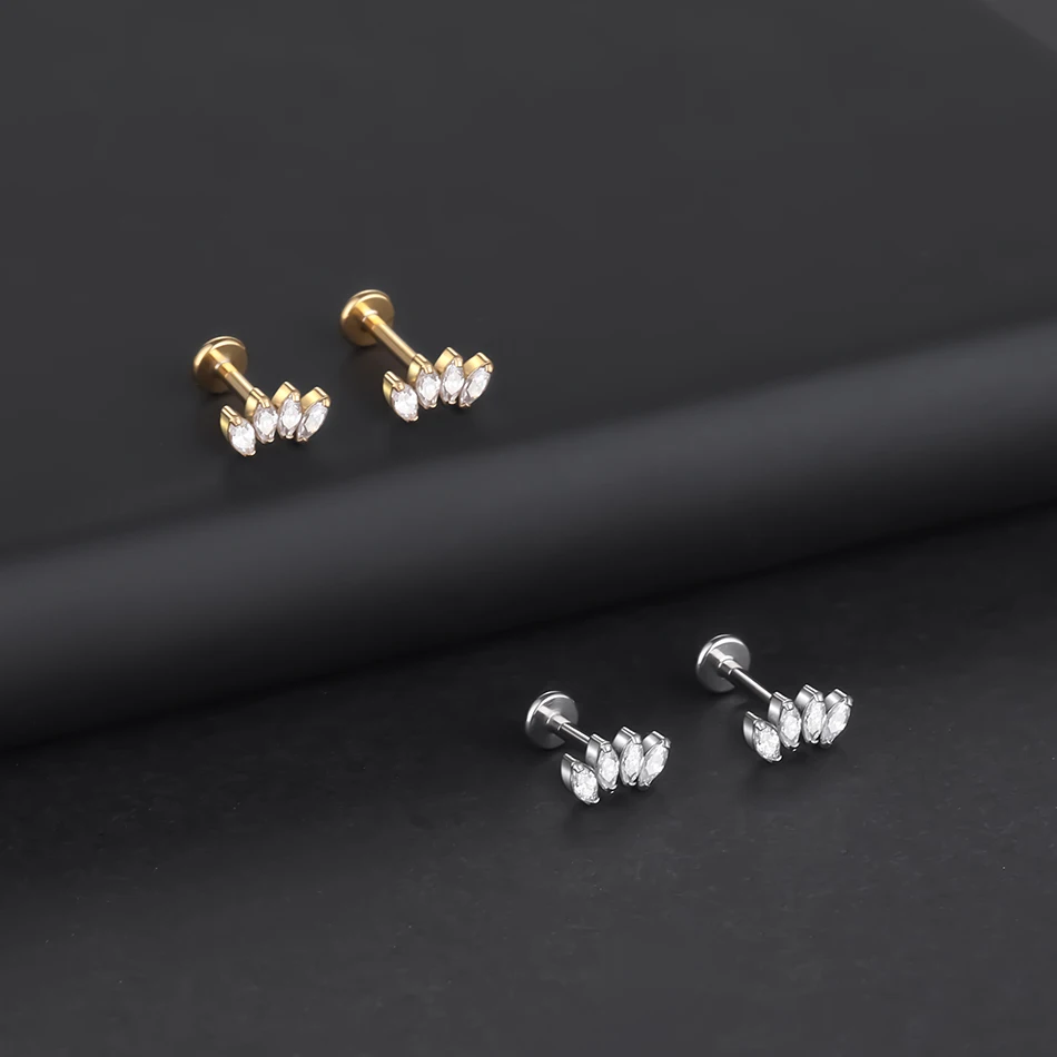 1 Stück G23 Titan Ohr Tragus Ohrstecker Innengewinde CZ Kristall Labret Ring Knorpel Helix Piercing Körperschmuck 16G – Detail 31
