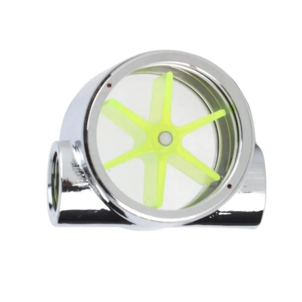 G1/4 Inch Thread Water Flow Indicator Alloy Material Green Impeller Cooling Flow Indicator Visual Flow Observation