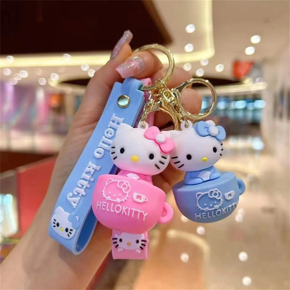 Miniso Hello Kitty Brelok do kluczy Śliczne akcesoria Sanrio Kreskówkowe ozdoby dla lalek Miękki gumowy kubek Kt Torba Breloczek do kluczy