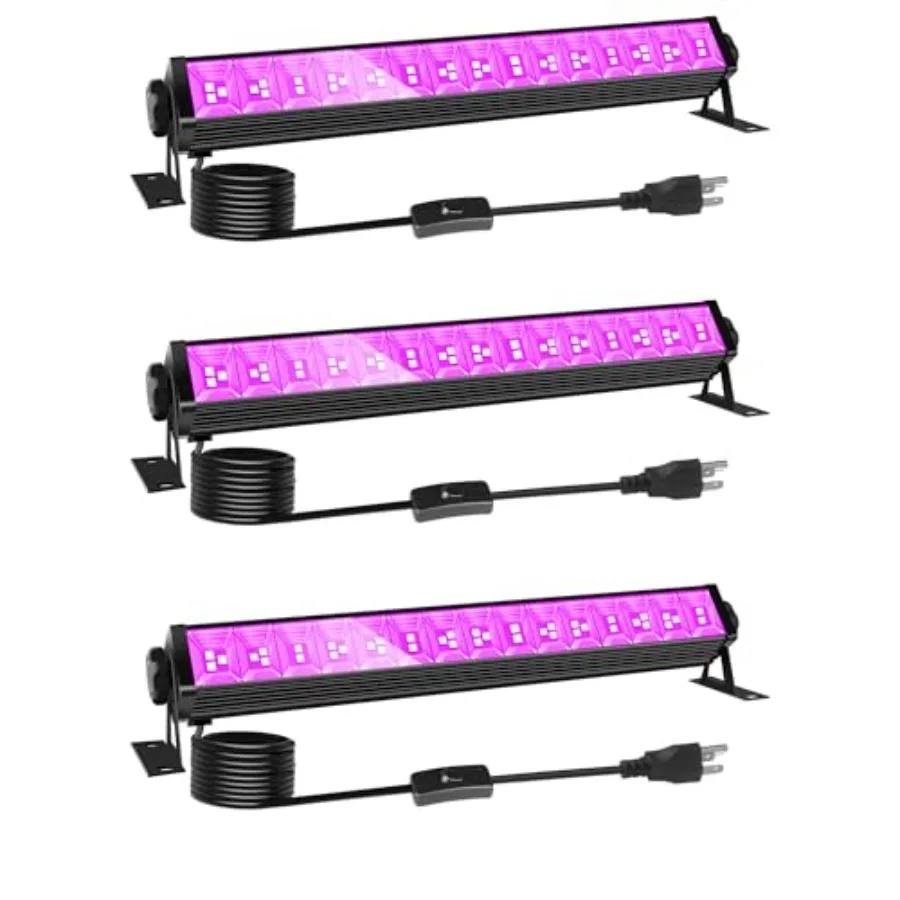 42W LED Black Light Bar Blacklight Flood Light with Plug and Switch and 5.9ft Power Cord Each Light Up 24x24ft Area for Glow Fl