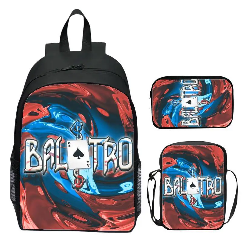 حقيبة ظهر للأطفال مقاس 16 بوصة مكونة من 3 قطع من ماركة Balatro Clown حقيبة ظهر للمدرسة الابتدائية حقيبة كتف مقلمة