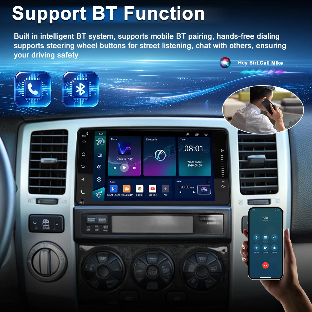 7In 2DIN Universal Vehicle Android 15 Car Stereo Radio 2+32G For Toyota 4Runner 2003-2009 Multimedia Player GPS Navigation With Carplay Android Auto Bluetooth AHD Camera