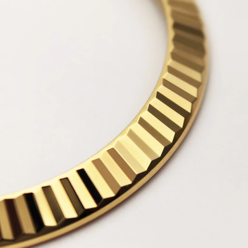 18K Gold Plated Fluted Bezel for RLX Datejust 41mm 126333, Generic Replacement Bezel Ring Watch Accessory