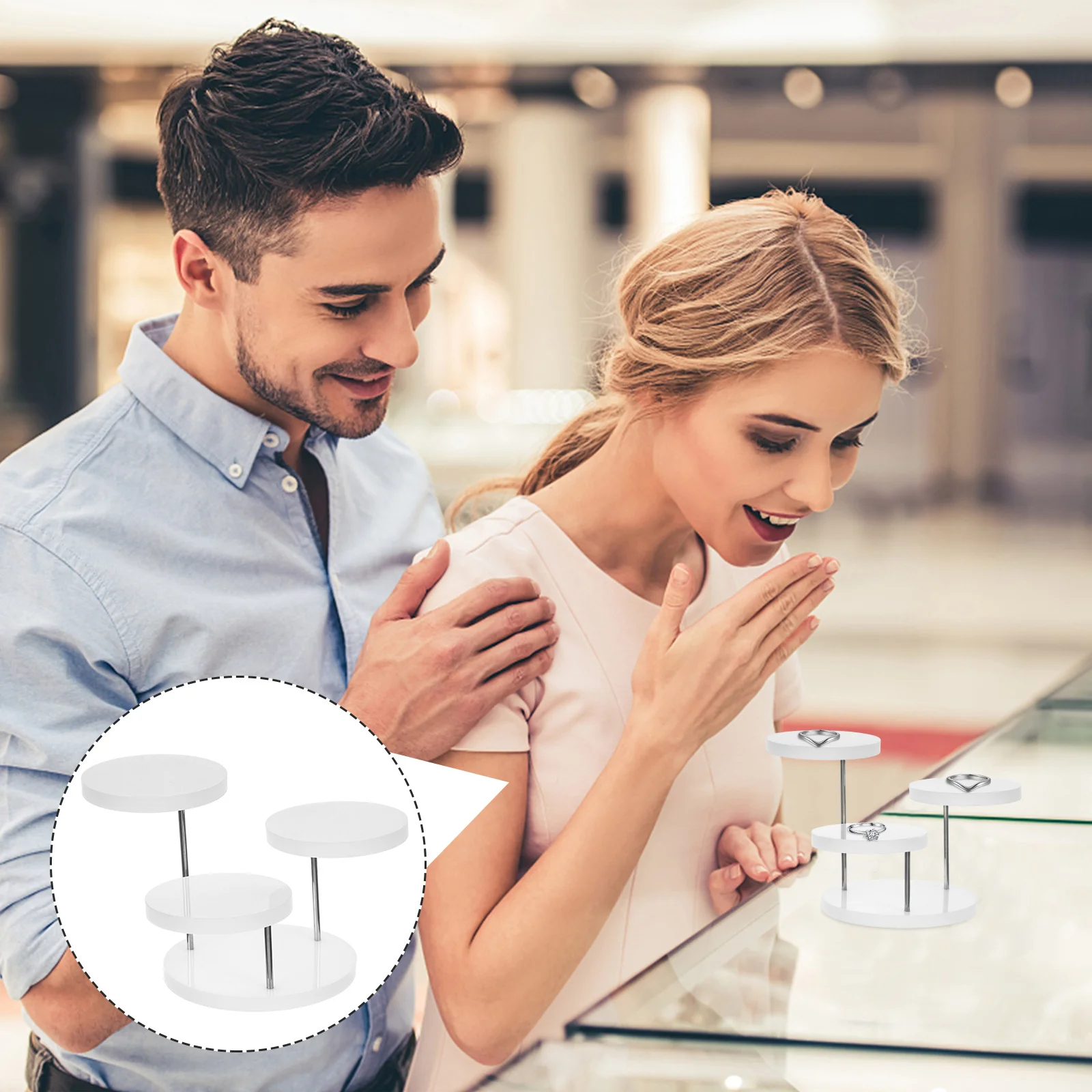 

Multi-Layer Acrylic Ring Display Stand Jewelry Organizer Desktop Holder Rack for Home and Store Ring Display Holder