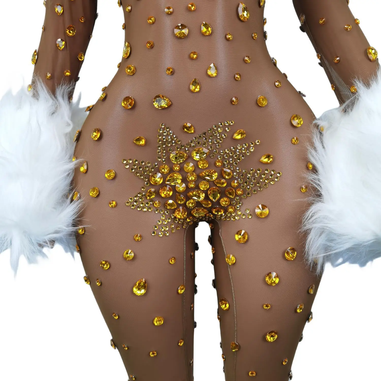 Luxury Las Vegas Women strass Furry tute Nightclub Party Stage Wear Dance Rave Festival Drag Queen Costume Guibin