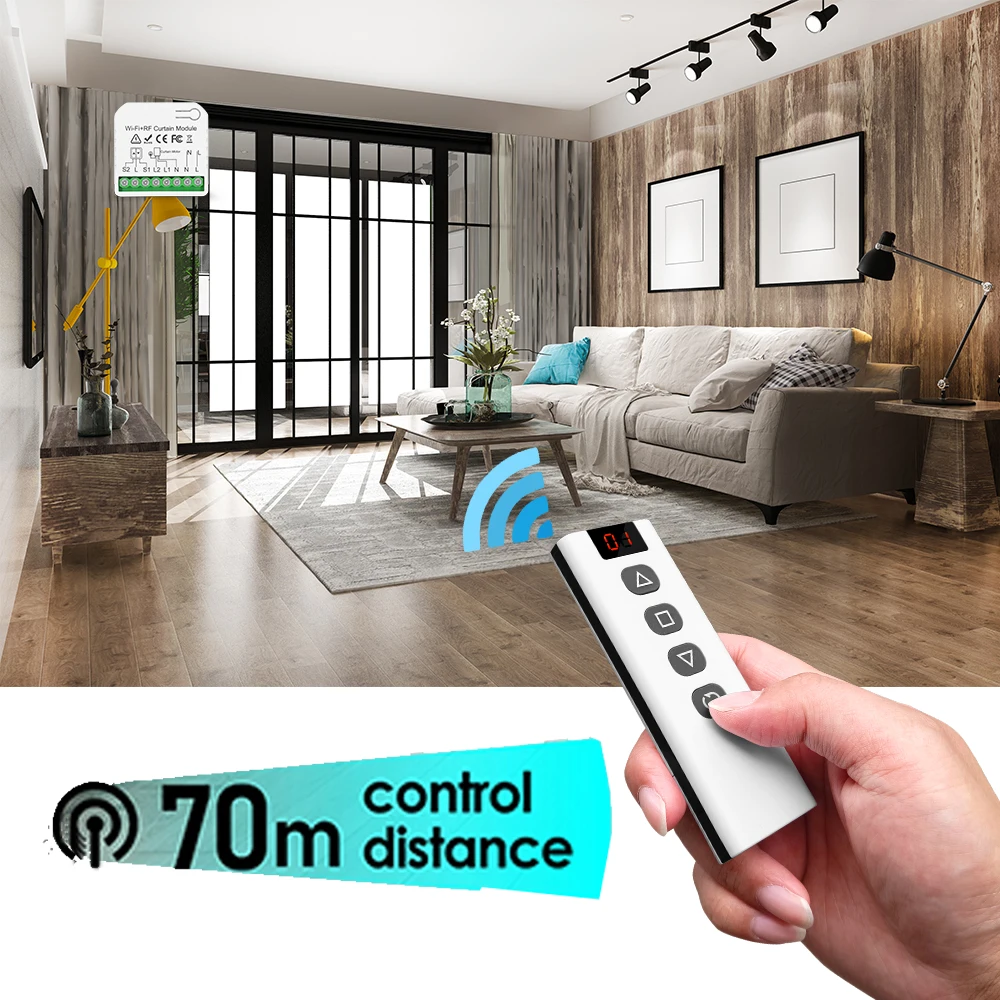 WiFi Tuya Smart Life 433Mhz Blind Curtain Switch with RF 5 Channels Remote for Electric Roller Shutter Google Home Alexa