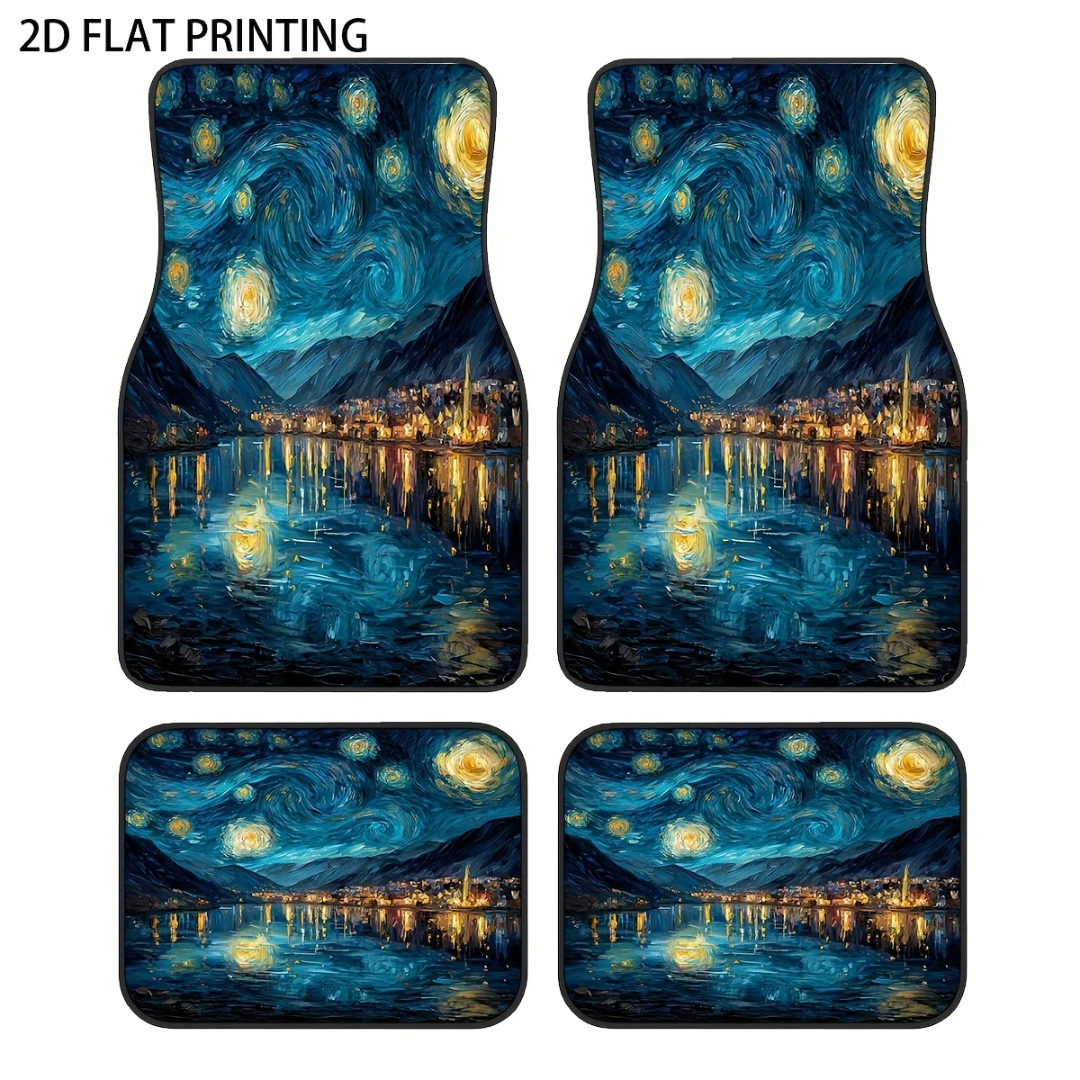 

4pcs Pink Strawberry Heart Sweet Fresh Pattern Printed Car Floor Mats, Universal Polyester Fiber Material, All-Season All-Weathe