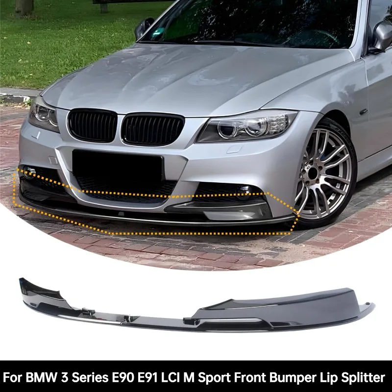 

Front Bumper Lip Splitter Spoiler Fit for BMW 3 Series E90 E91 LCI M Sport Bumper 2009-2012 Sedan Black Accessories Body Kit
