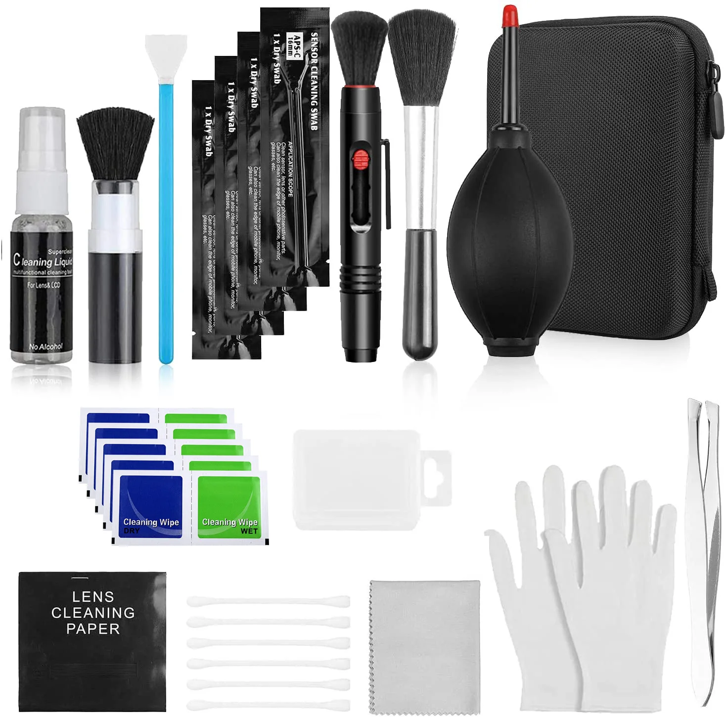 11 in 1 Professional DSLR Camera Cleaning Kit with APS-C Cleaning Swabs, Microfiber Cloths, Camera Cleaning Pen, for Camera Lens