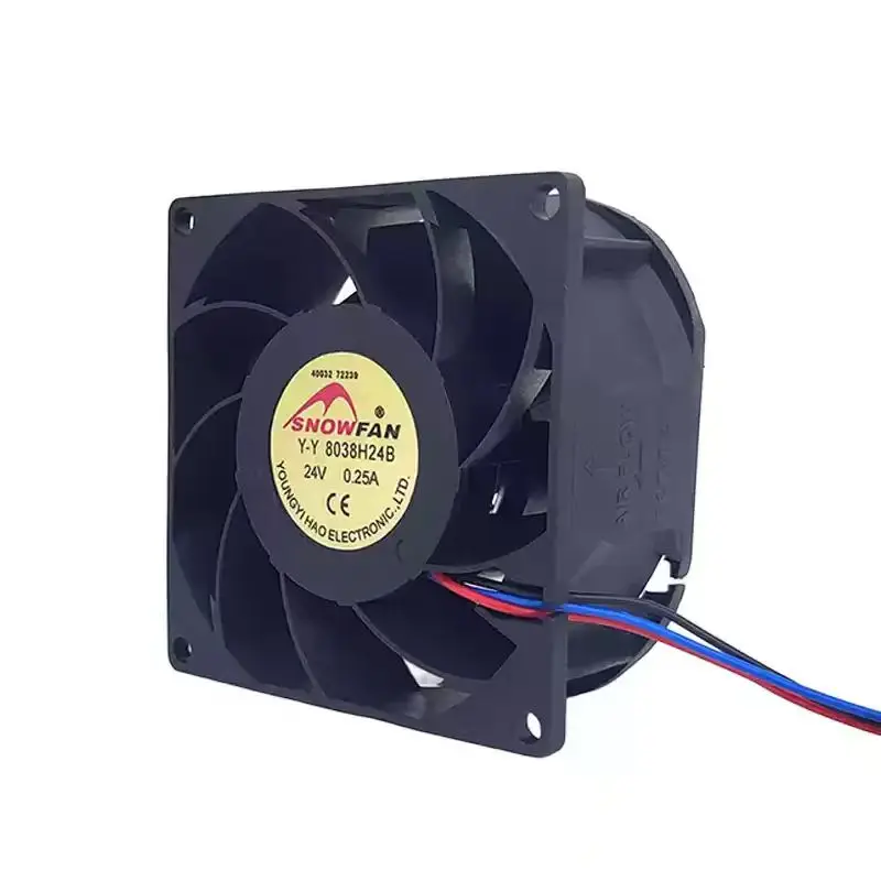 Original For SNOWFAN Y-Y 8038H24B 24V 0.25A 8038 80mm 8cm 3Pin Dual Ball Bearing High Air Volume Inverter Cabinet Cooling Fan