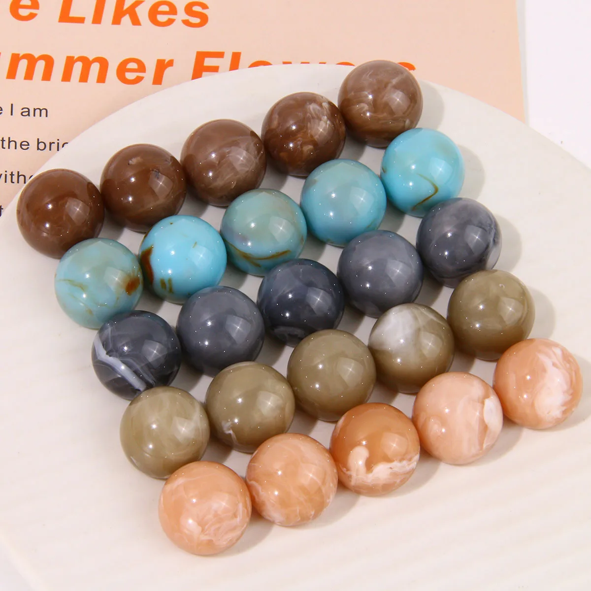 20mm Vintage Round Tie Dye Puffy Resin  DIY Earrings Hair Accessories Phone Case Decor Charms