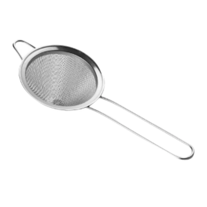 AT14 Fine Mesh Strainer, Colander Sieve Sifters With Long Handle For Kitchen Bar Tools Juice Strainer Cooking Metal Colander Dra