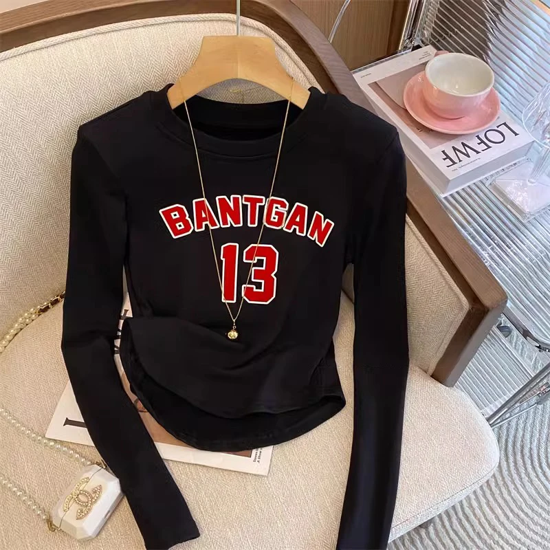 Cseta Fena Slim Fit de Manga Longa com Decote Redondo e Estampa Digital, Estilo Casual, Cseta de Aodão Mistu,...