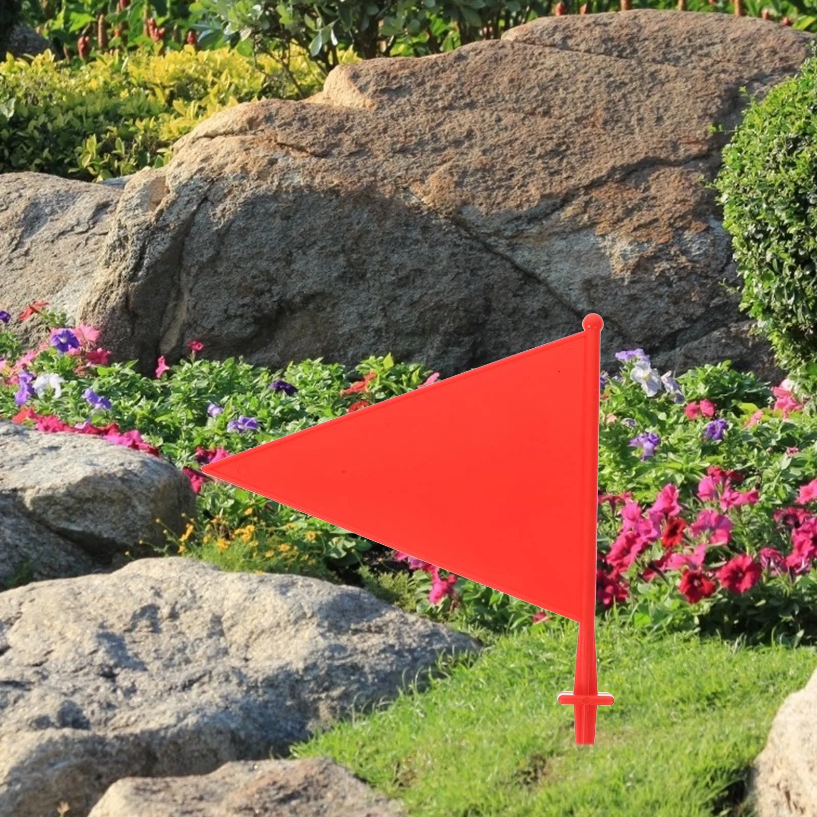 

6pcs ABS Marking Flags Red Triangular Garden Sprinkler Lawn Irrigation Plastic Yard Dog Training Durable Poles Landscaping