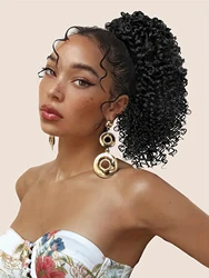 Drawstring Ponytail Afro Kinky Curly Ponytail for Black Women Short Wave Synthetic Ponytail Hair Extension