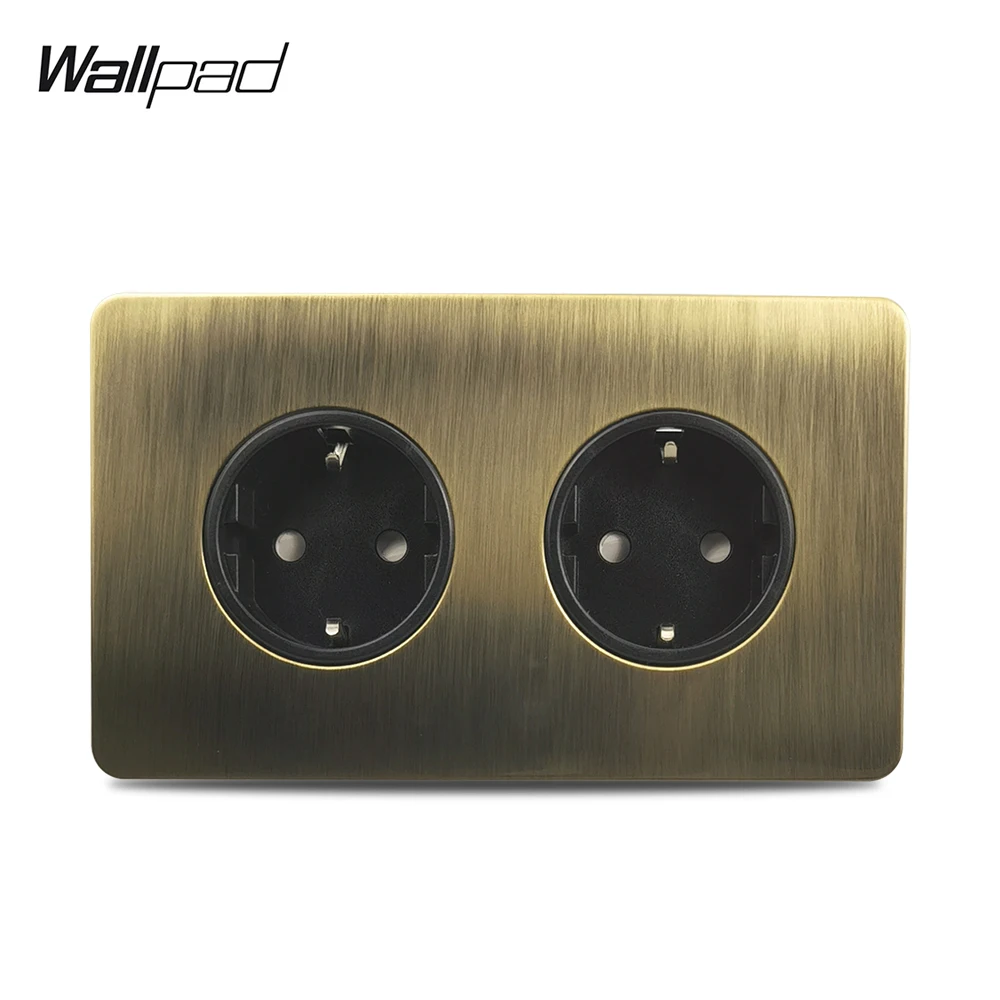 Antiek bronzen stalen plaat wandschakelaar retro schakelaar, 2-weg dimmer 1-4 gangen, EU-standaard stopcontact