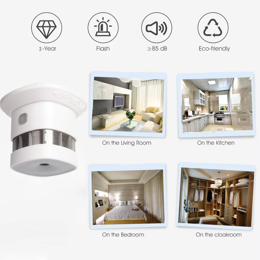 HEIMAN Zigbee Rauchmelder Smart Home System 2,4 GHz Hochempfindlicher Sicherheits-Präventionssensor