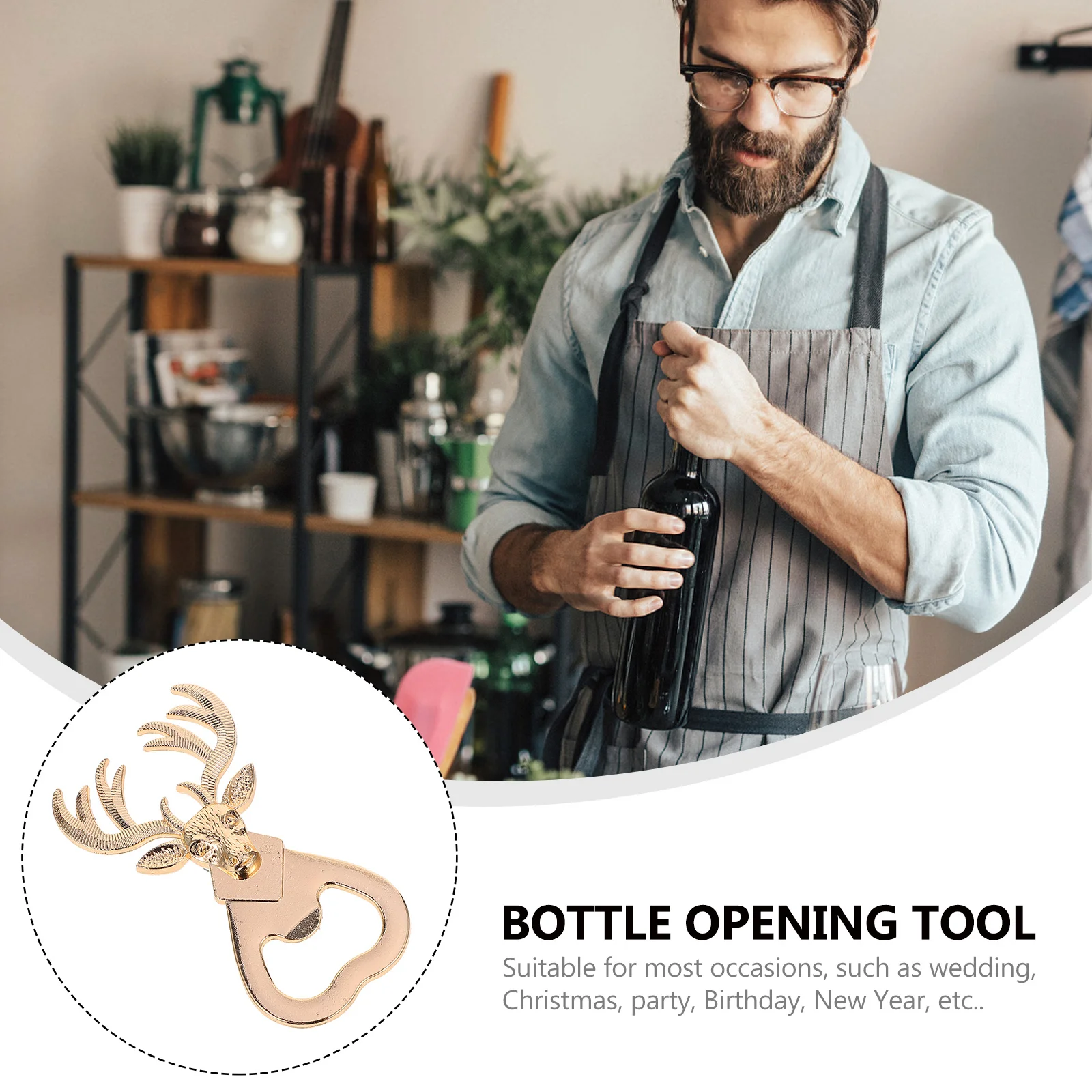 

2 шт., открывалка для бутылок с головой оленя, Рождественский дизайн, многофункциональное портативное средство для удаления крышек для вечеринки, свадебного подарка, креативная пивная банка